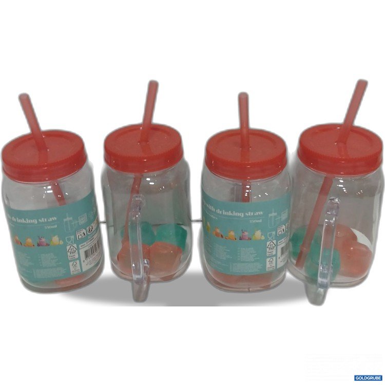 Artikel Nr. 929628: Cup with Drinking Straw 4x550ml rot