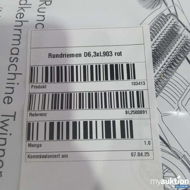 Artikel Nr. 440629: Rundriemenverlauf Handkehrmaschine Twinner D6,3xL903 rot 