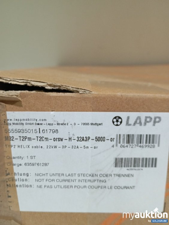 Artikel Nr. 471629 Artikel Nr. 471629: LAPP Typ2 Helix Kabel 22 kW 3P 32A 5 m Orange 5555935015 61798