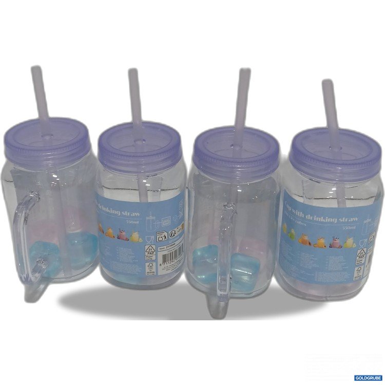 Artikel Nr. 929629: Cup with Drinking Straw 4x550ml Lila 