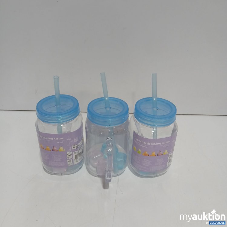 Artikel Nr. 929630: Cup with Drinking Straw 3x550ml Blau