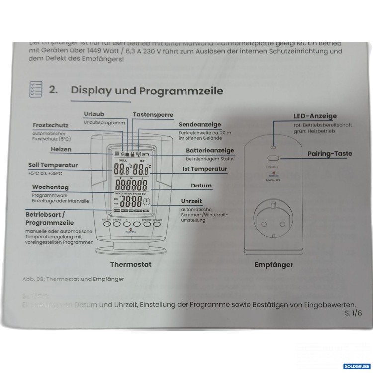 Artikel Nr. 982630: Marwona MWA-TF1 Funk Raumthermostat 