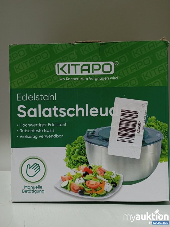 Artikel Nr. 471631 Artikel Nr. 471631: KITAPO Edelstahl Salatschleuder manuelle Betätigung B0CWCW1LYY