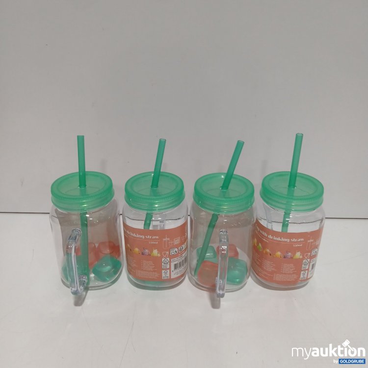 Artikel Nr. 929631: Cup with Drinking Straw 4x550ml Grün