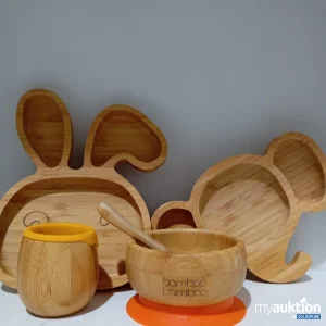 Artikel Nr. 471632: Bamboo Kindergeschirr-Set 5-teilig (Teller Hase, Teller Elefant, Schale, Becher, Löffel)