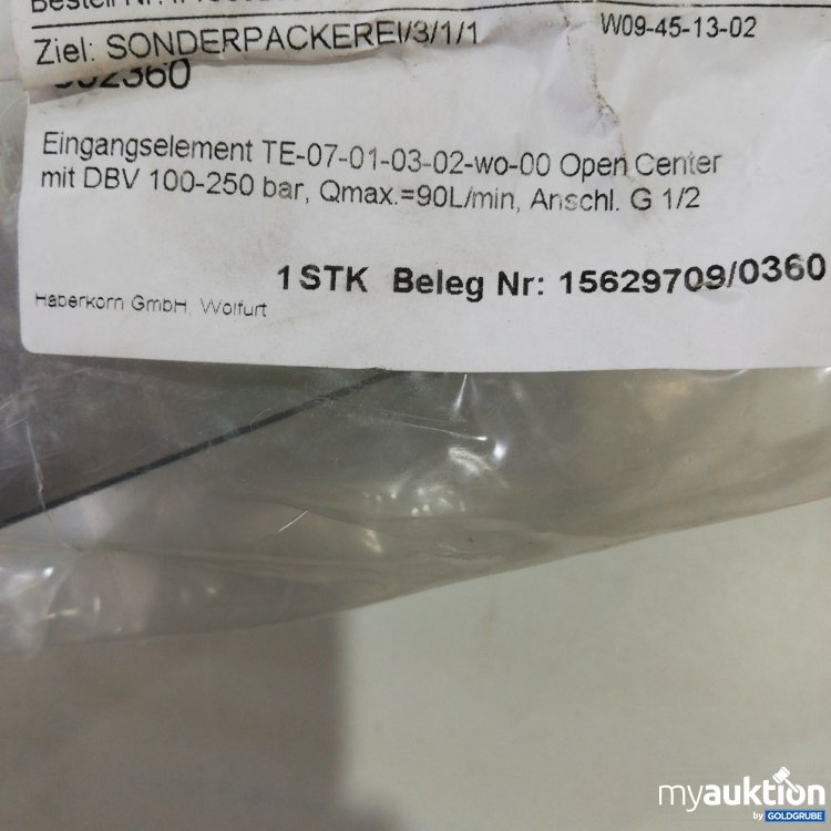 Artikel Nr. 380633 Artikel Nr. 380633: Eingangselement TE 100-250Bar