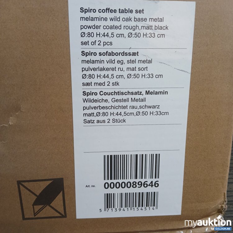 Artikel Nr. 972633: Spiro Couchtischsatz Melamin Wildeiche, Gestell Metall pulverbeschichtet rau schwarz matt ø80H:44,5 ø50 H:33cm Satz aus 2Stk 