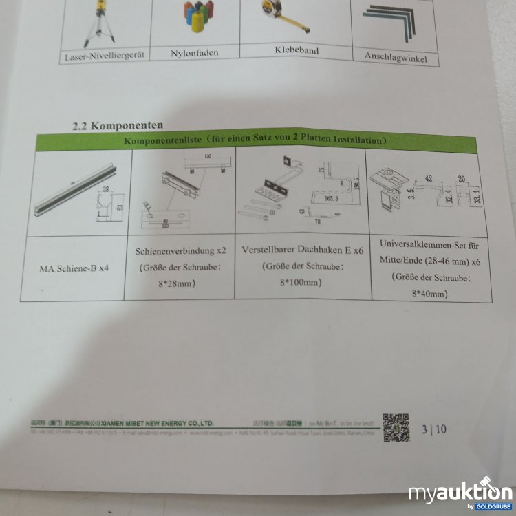 Artikel Nr. 443635 Artikel Nr. 443635: Alldrei Ziegeldach Solarpanel Halterung für einen Satz von 2 Platten, Model.No. HALZS102, Art.No. PJ-240724-18
