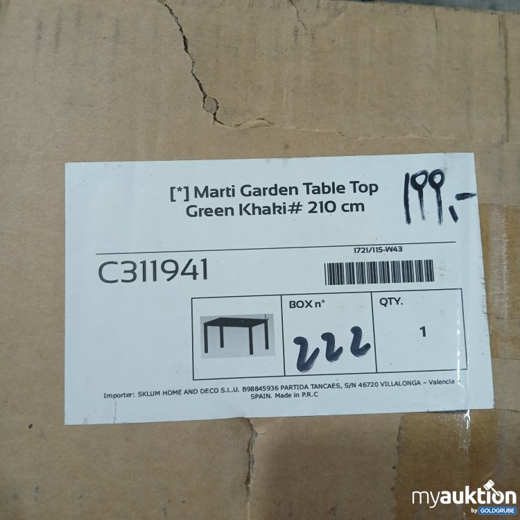 Artikel Nr. 906637 Artikel Nr. 906637: Sklum Marti Garden Table Top Green Khaki 210cm C311941