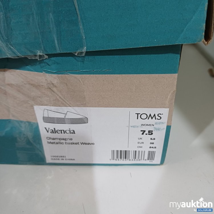 Artikel Nr. 470638 Artikel Nr. 470638: TOMS Damen Slipper Valencia Champagne Metallic Basket Weave