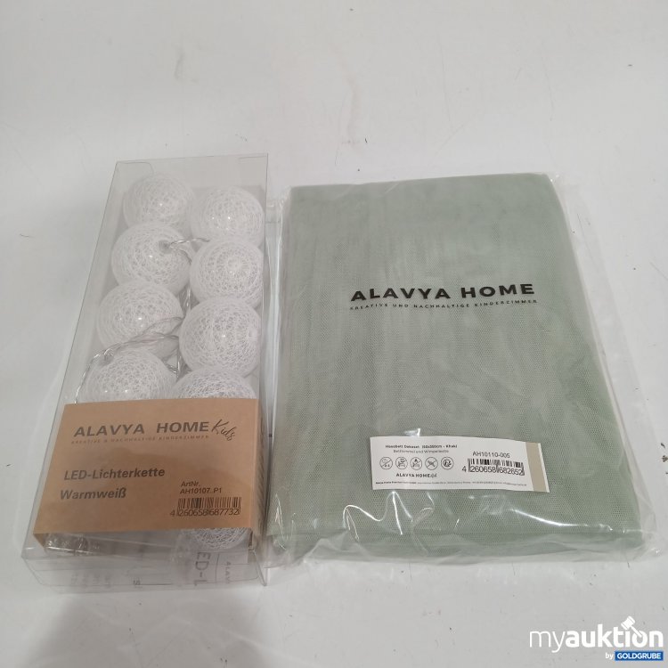 Artikel Nr. 441639: Alavya Home Hausbett Dekoset Khaki 150x350cm Betthimmel & Wimpelkette + LED Lichterkette warmweiß 