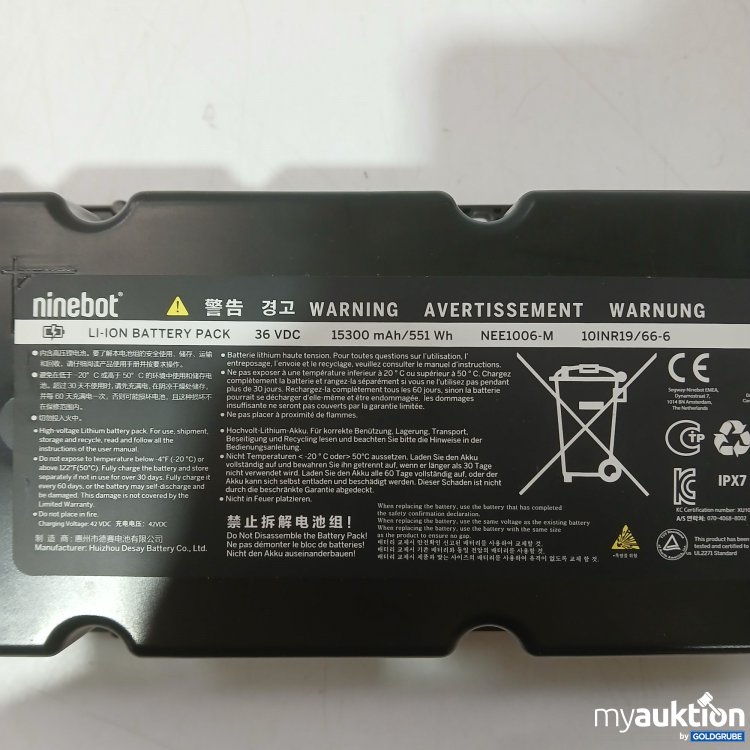 Artikel Nr. 443639 Artikel Nr. 443639: Ninebot-Segwqy Kick Scooter Batterie 42VDC, 15300 mAh/ 551Wh, Model No. NEE1006-M