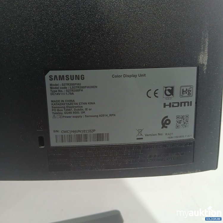 Artikel Nr. 872640 Artikel Nr. 872640: Samsung S27R350FHU Color Display Unit ca. 60x36cm