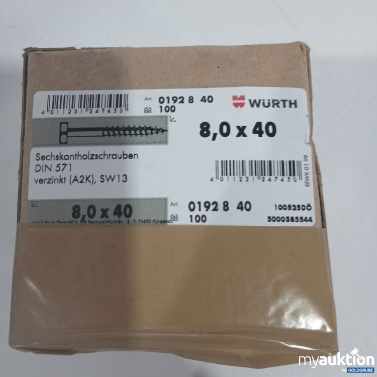 Artikel Nr. 440641 Artikel Nr. 440641: Würth Sechskantschrauben DIN571 verzinkt 8,0x40