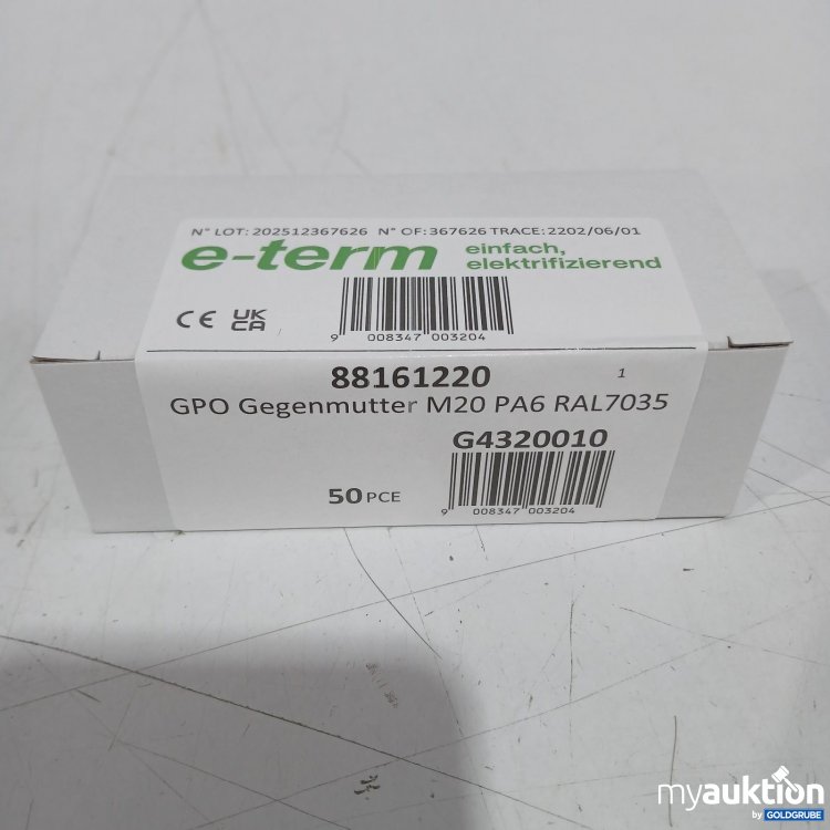 Artikel Nr. 466641 Artikel Nr. 466641: e-term GPO Gegenmutter M20 PA6 RAL7035 50stk