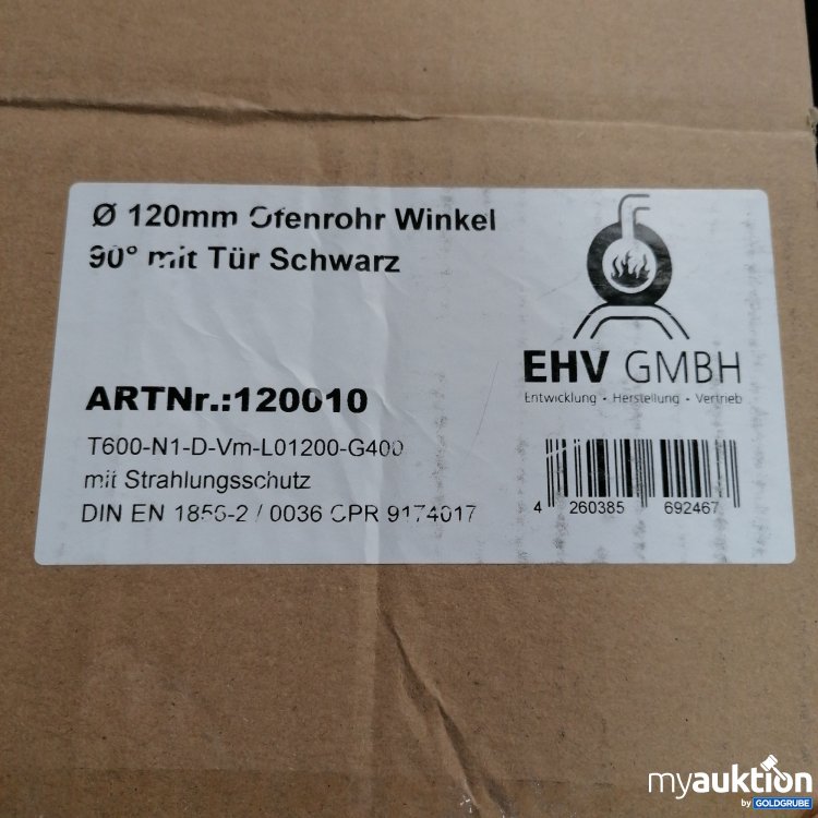 Artikel Nr. 832641 Artikel Nr. 832641: EHV Ofenrohr Winkel schwarz 120 mm, 90° mit Tür, 120010