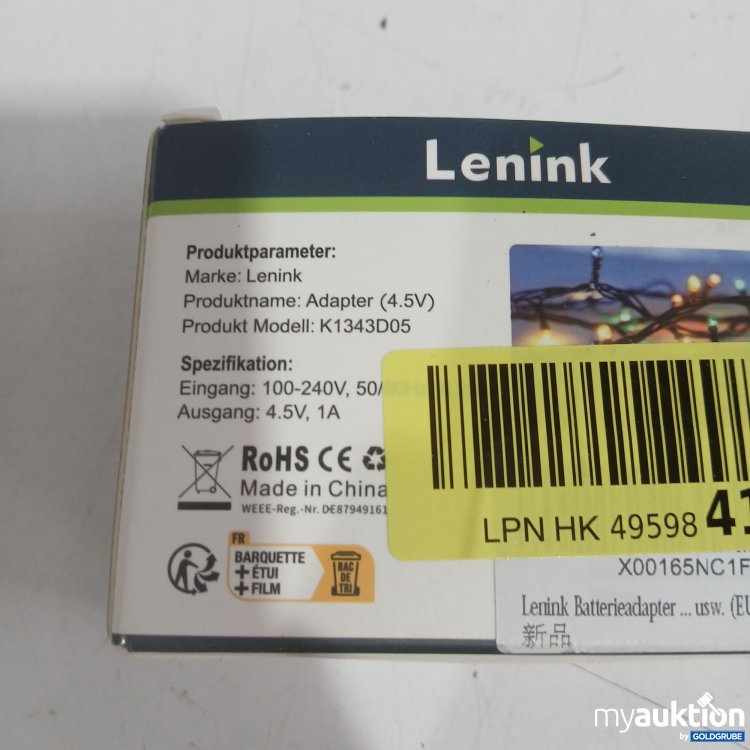 Artikel Nr. 989641 Artikel Nr. 989641: Lenink Batterieadpater 4.5V