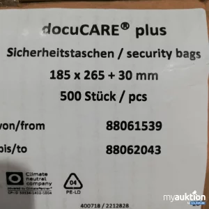 Auktion DocuCare Plus Sicherheitstaschen 185x265x30mm