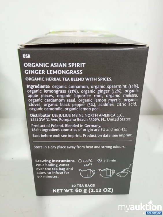 Artikel Nr. 471643: Julius Meinl Organic Asian Spirit Ginger Lemongrass 60 g 20 Teebeutel