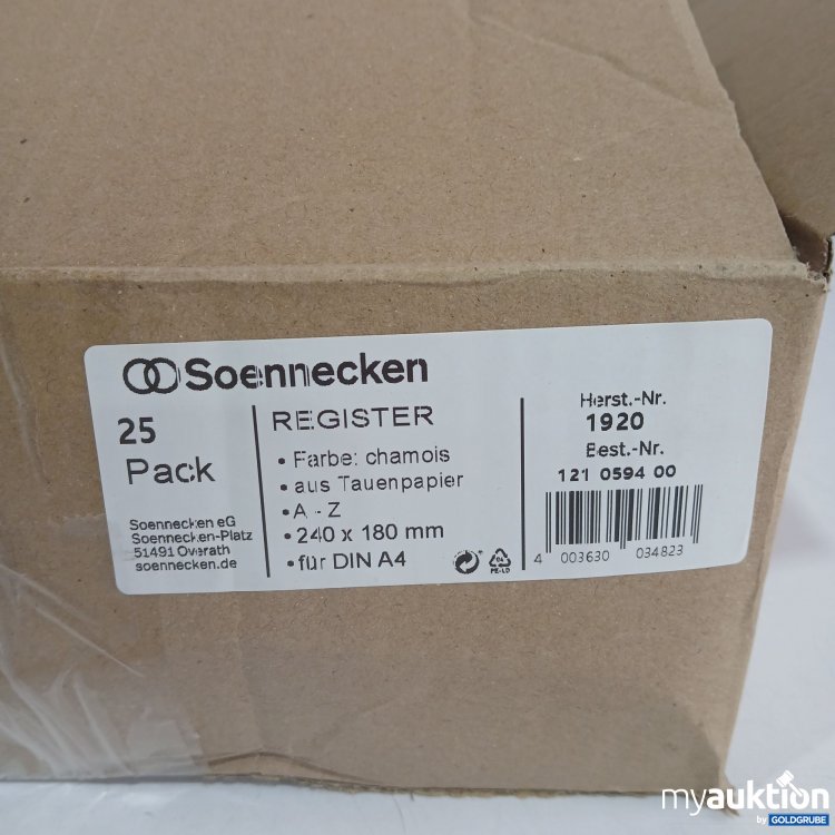 Artikel Nr. 833647 Artikel Nr. 833647: Soennecken Register 25Pack 240x180mm DIN A4
