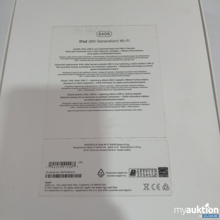 Artikel Nr. 868649 Artikel Nr. 868649: iPad (9th Generation) Wi-Fi 64GB MK2K3FD/A Gray