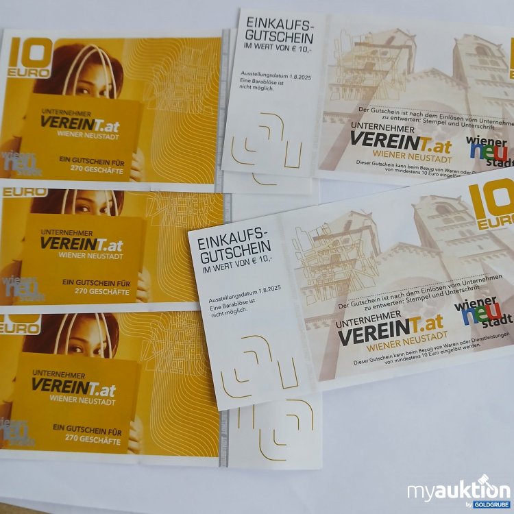 Artikel Nr. 988649 Artikel Nr. 988649: Vereint.at Wiener Neustadt Gutschein für 270 Geschäfte Wert 5x10€
