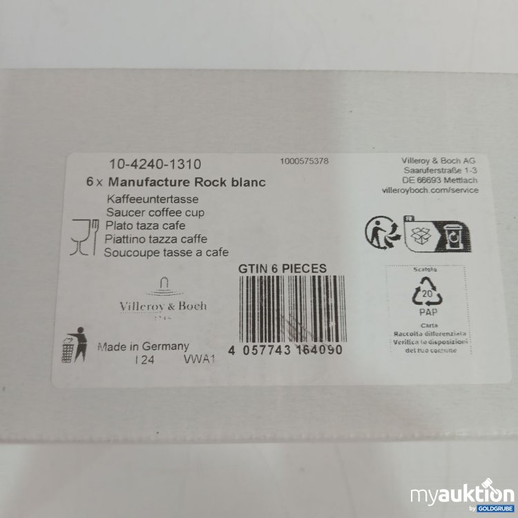 Artikel Nr. 446651 Artikel Nr. 446651: Villeroy & Boch Manufacture Rock blanc Kaffeetasse Untertasse 6 Stück