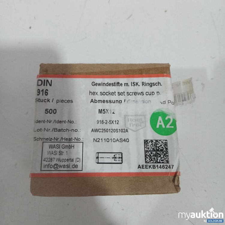 Artikel Nr. 969651: Gewindestifte m. ISK Ringsch. DIN916 M5x12 500Stk
