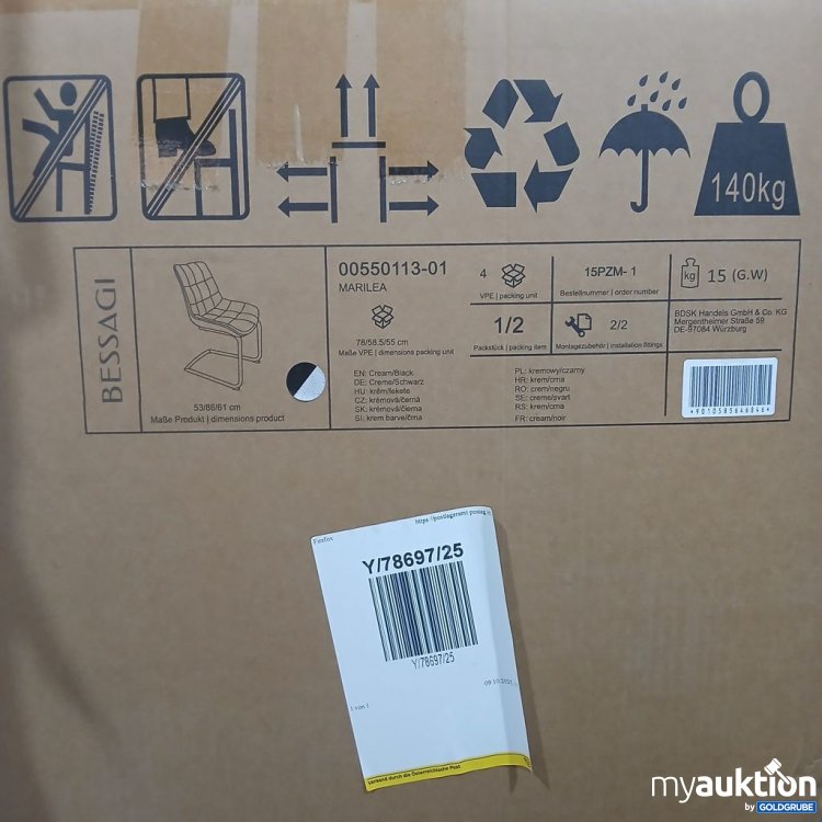Artikel Nr. 893653: BESSAGI Marilea Stuhl 00550113-01 Creme schwarz
