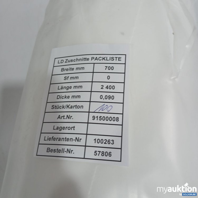 Artikel Nr. 872655: LD Zuschnitte Breite 700mm Länge 2400mm 91500008