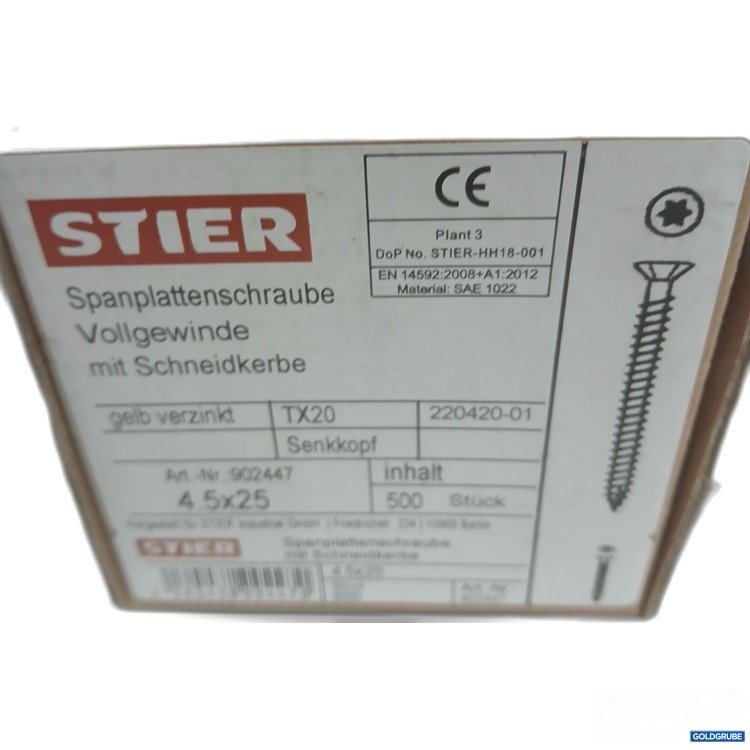 Artikel Nr. 922656 Artikel Nr. 922656: STIER Spanplattenschraube Vollgewinde TX20 4.5x25 500 Stück