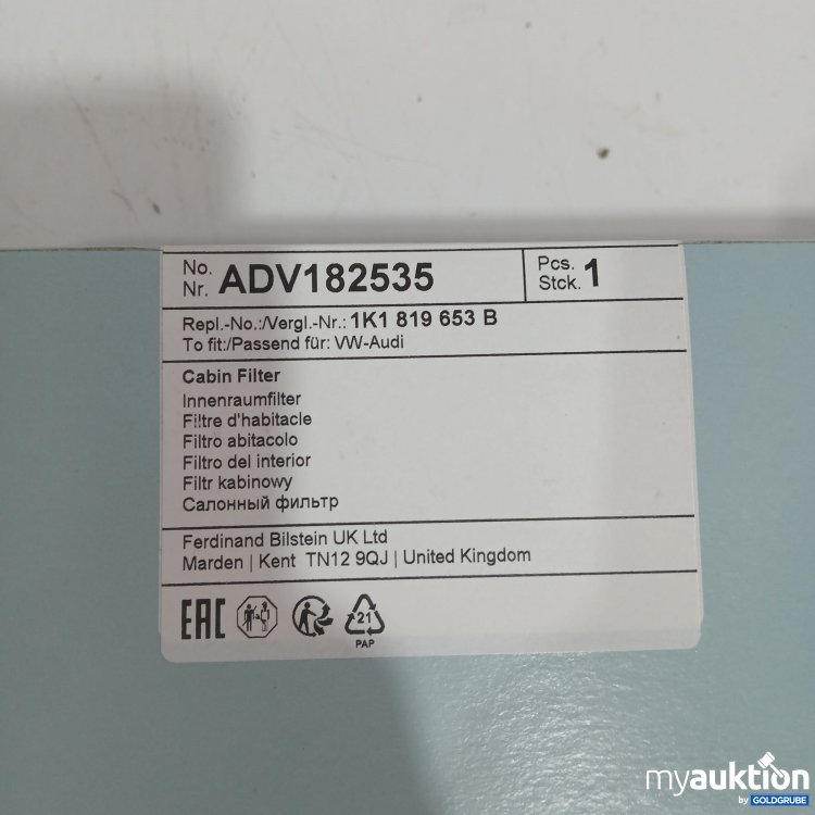Artikel Nr. 971656 Artikel Nr. 971656: Blue Print Innenraumfilter ADV182535 VW-Audi
