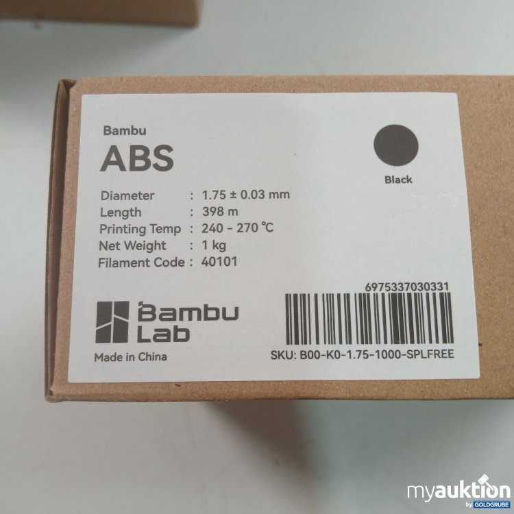 Artikel Nr. 461657 Artikel Nr. 461657: Bambu LAB Filament 1.75mm schwarz 398m
