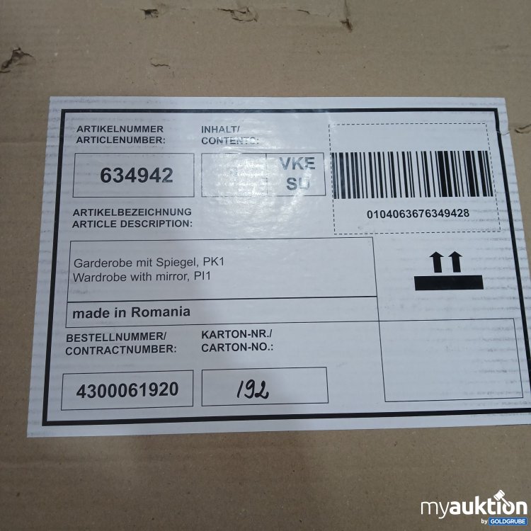 Artikel Nr. 888659 Artikel Nr. 888659: Garderobe mit Spiegel PK1 634942
