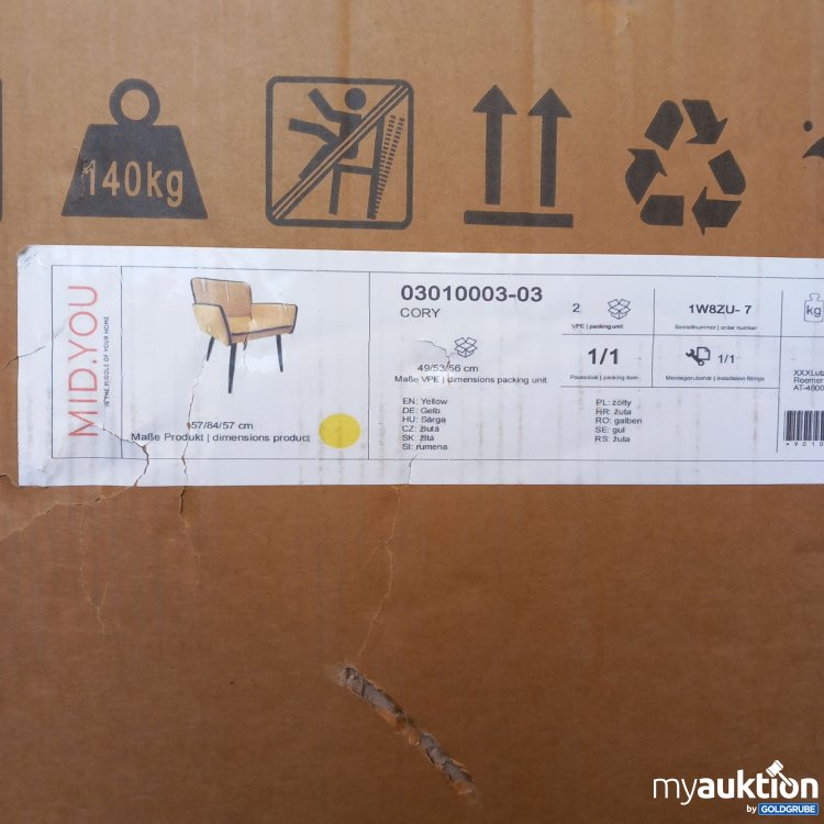 Artikel Nr. 814661 Artikel Nr. 814661: Mid.You Sessel Cory 03010003-03, 57x84x57 cm , gelb