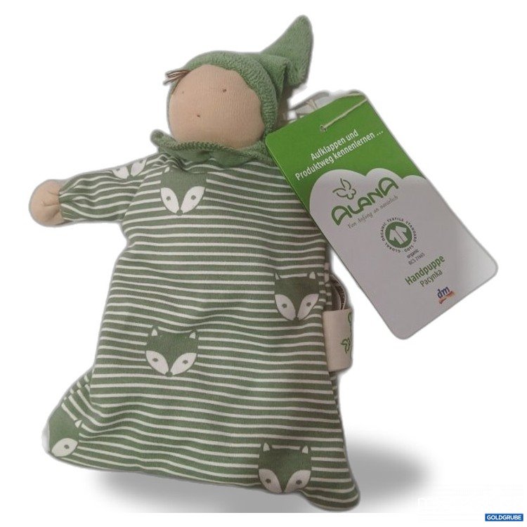 Artikel Nr. 447664 Artikel Nr. 447664: Alana Handpuppe grün gestreift mit Fuchs-Motiv