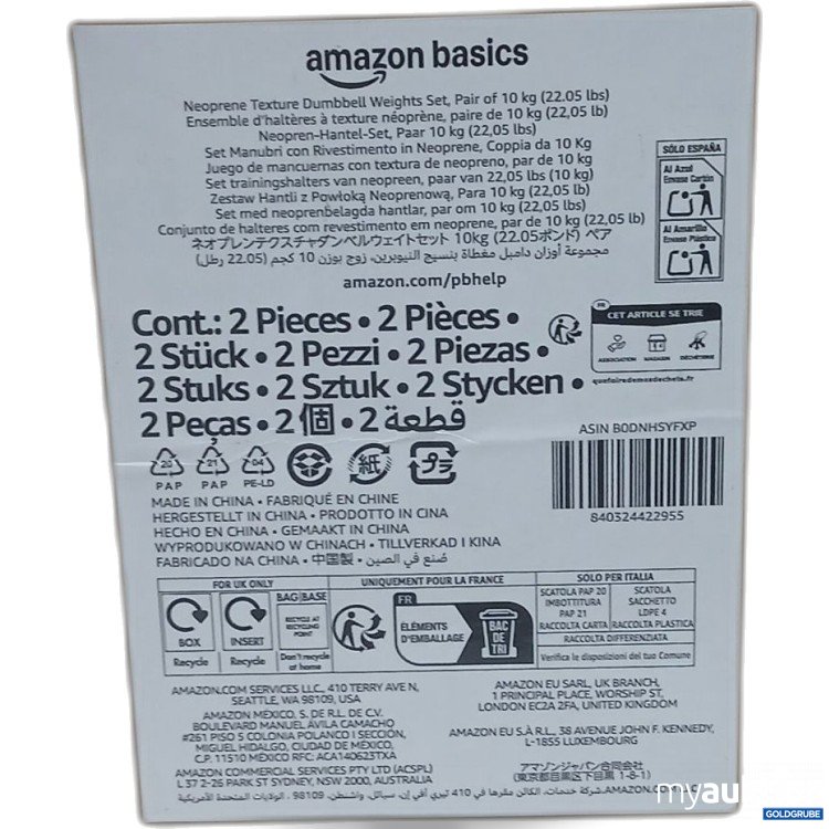 Artikel Nr. 968665: Amazon Basics Neoprene Texture Dumbbell Weights 2er Set je10kg 