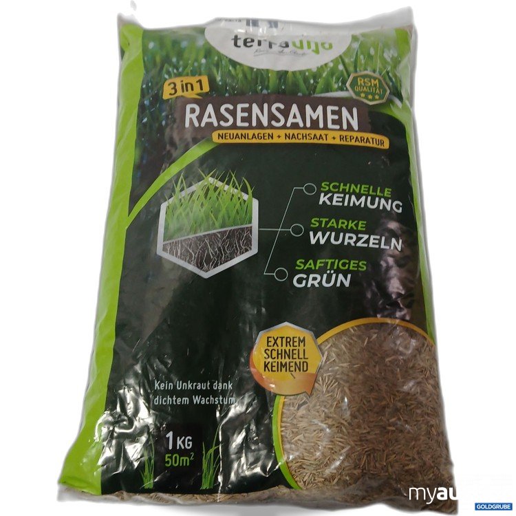 Artikel Nr. 954666: Terrauno Rasensamen 3in1 Neuanlagen+Nachsaat+Reperatur 1 KG ca 50 Quadratmeter 