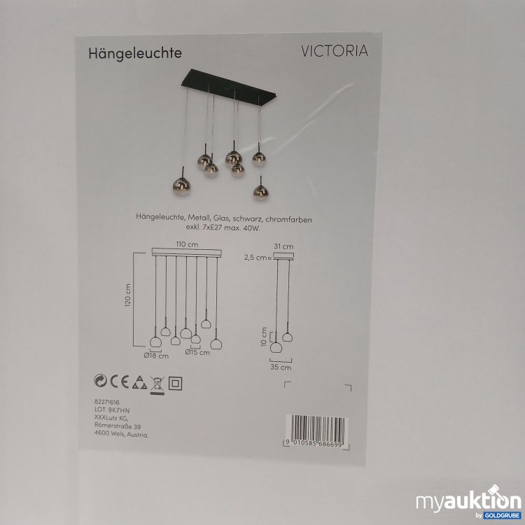 Artikel Nr. 899667: Victoria Hängeleuchte Metall, Glas, schwarz 120x110cm 