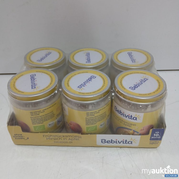 Artikel Nr. 463668 Artikel Nr. 463668: Bebivita ab 10. Monat Gläschen Frühstücksmüsli Pfirsich in Apfel 6x160g