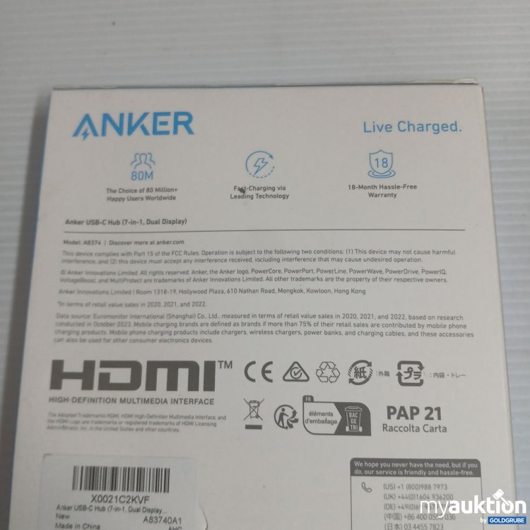 Artikel Nr. 922669: ANKER USB-C Hub 7-in-1 Dual Display A8371