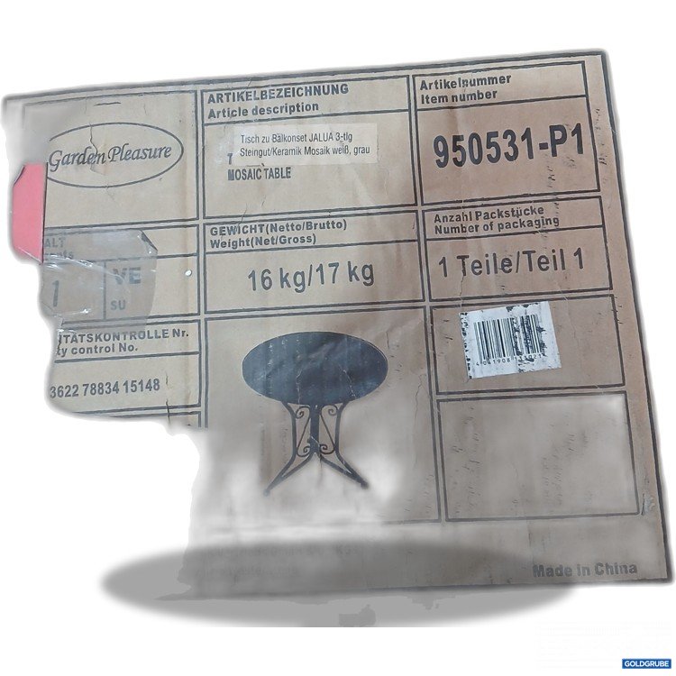 Artikel Nr. 893670: Garden Pleasure Tisch zu Balkonset Jalua 3tlg. Steingut/Keramik Mosaik weiß 950531-P1 