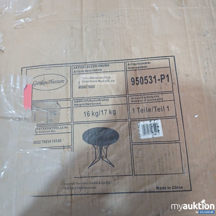 Artikel Nr. 893670: Garden Pleasure Tisch zu Balkonset Jalua 3tlg. Steingut/Keramik Mosaik weiß 950531-P1 