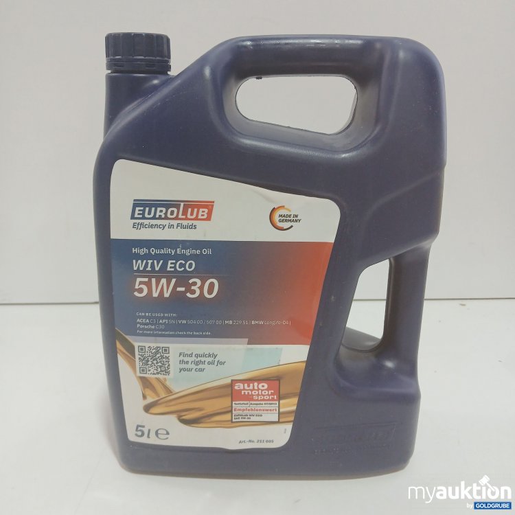 Artikel Nr. 874671 Artikel Nr. 874671: EuroLub High Quality Engine Oil WIV ECO 5W-30 5l