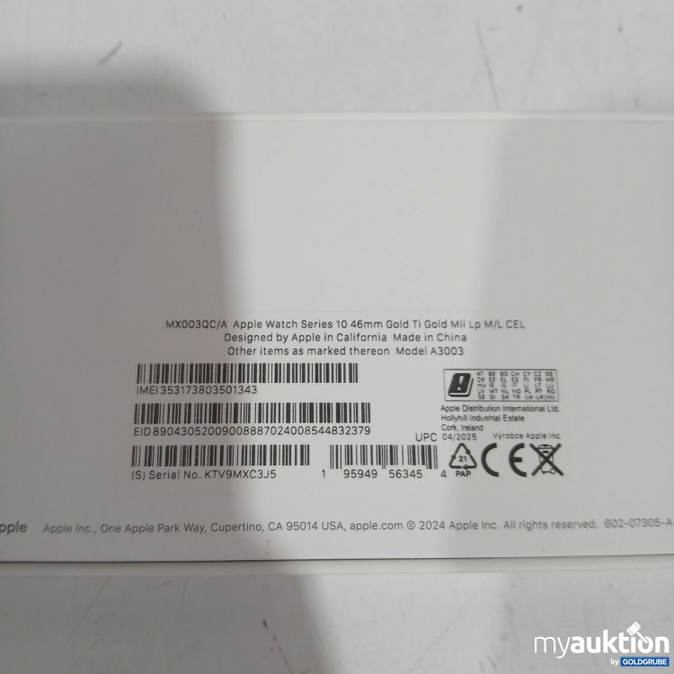 Artikel Nr. 910672: Apple Watch Series 10 46mm Gold A3003 