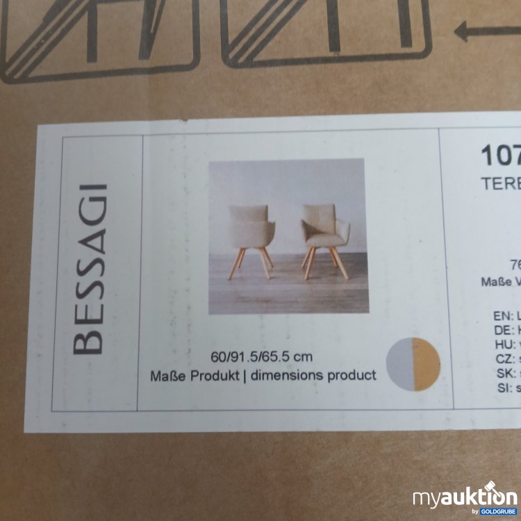 Artikel Nr. 464673: Bessagi Stuhl Teresa hellgrau naturfarben 2er Set 10780053-01