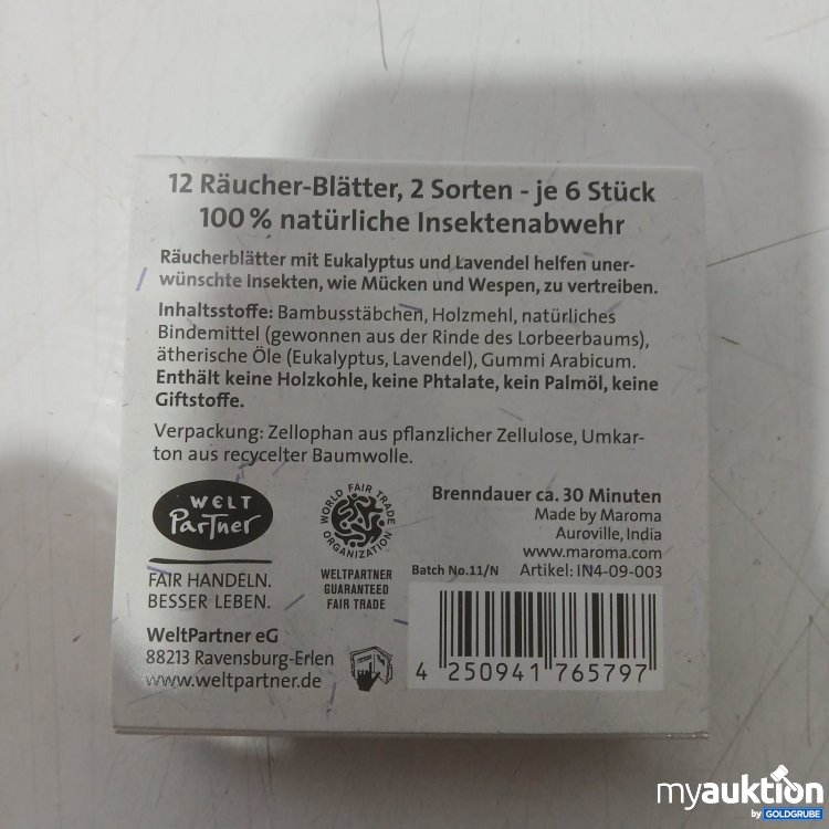 Artikel Nr. 448674 Artikel Nr. 448674: WeltPartner Räucher-Blätter Lavendel & Eukalyptus 12Blätter je 6Stk/Sorte