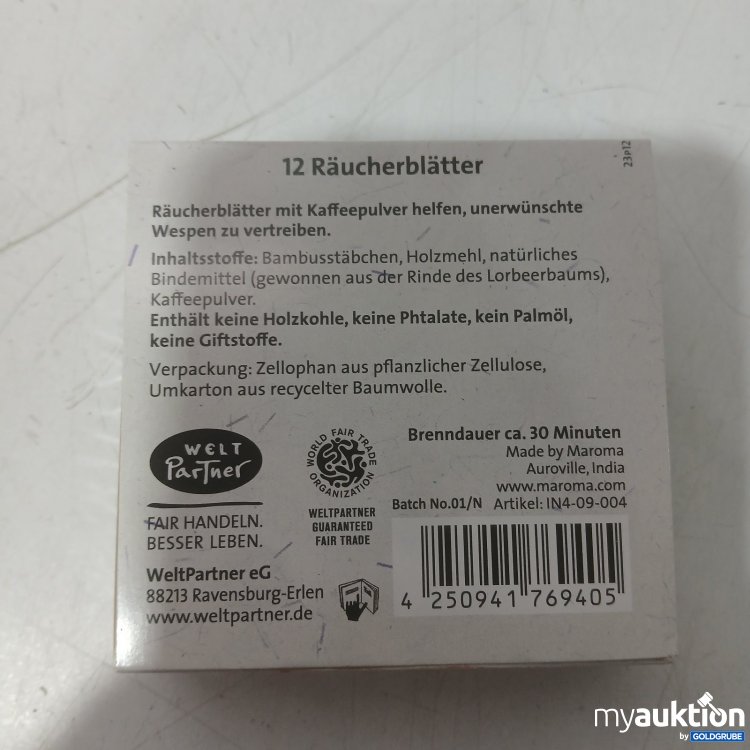 Artikel Nr. 448675 Artikel Nr. 448675: WeltPartner Kaffee-Räucherblätter 12Stk