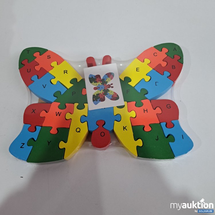 Artikel Nr. 793675 Artikel Nr. 793675: Echtholz Tierpuzzle Schmetterling mit Alphabet & Zahlen