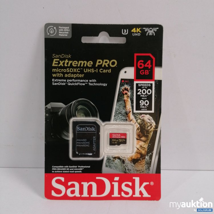 Artikel Nr. 856675 Artikel Nr. 856675: San Disk Extreme Pro microSDXC UHS-I Card with Adapter 64GB
